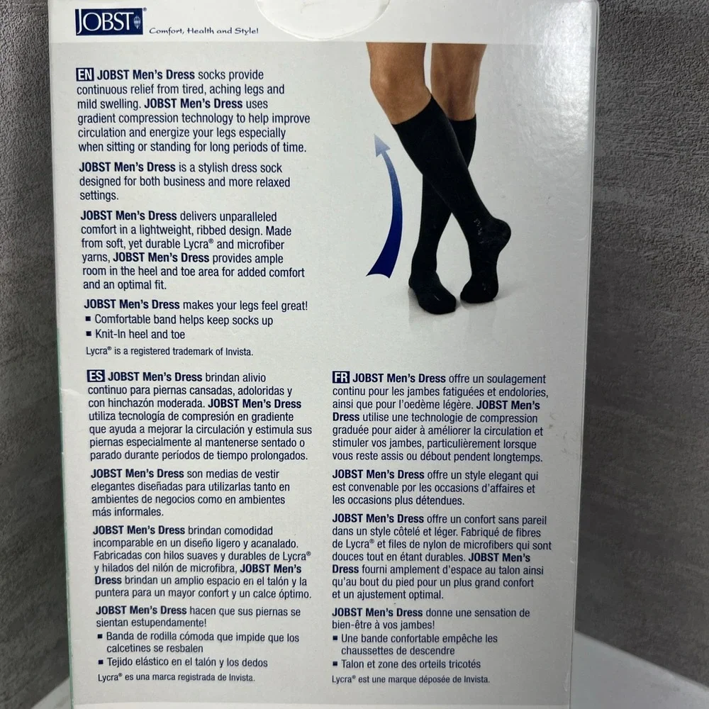 JOBST Men's Dress Compression Socks Black Med 8-15 mmHg Knee High New